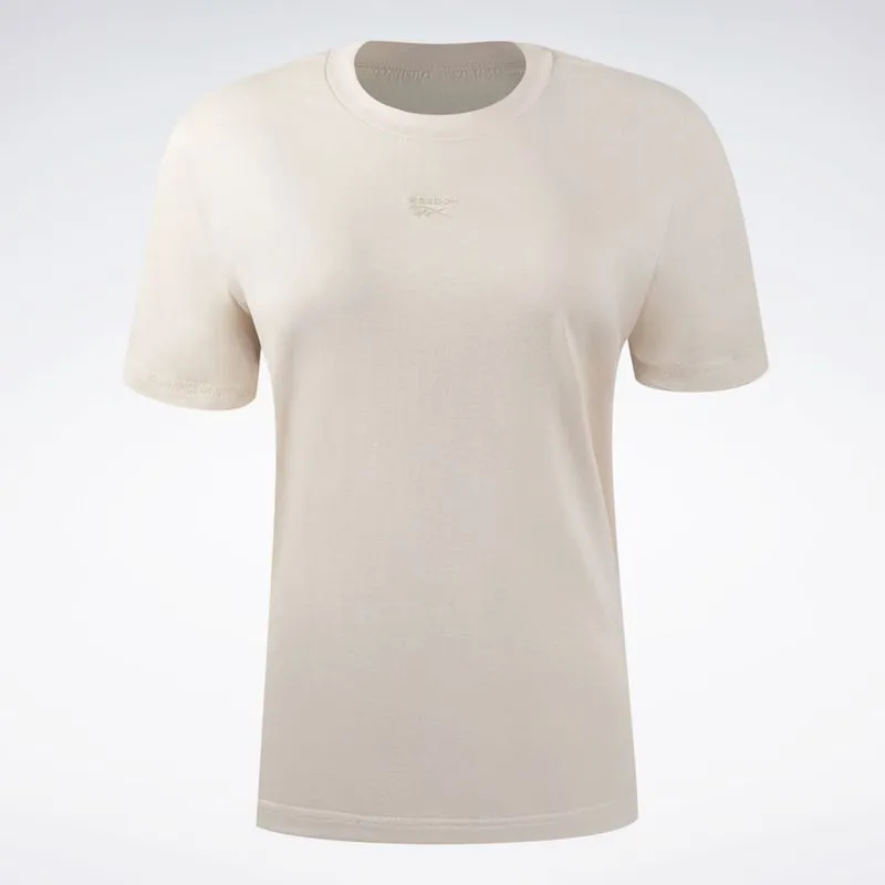 Camiseta Reebok Logo Over Feminina Bege - 2GG