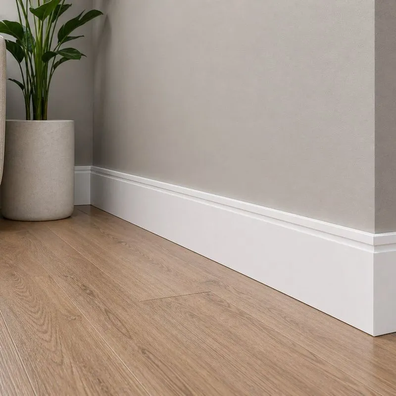 Rodapé De Poliestireno Com Friso 240x10cm Branco