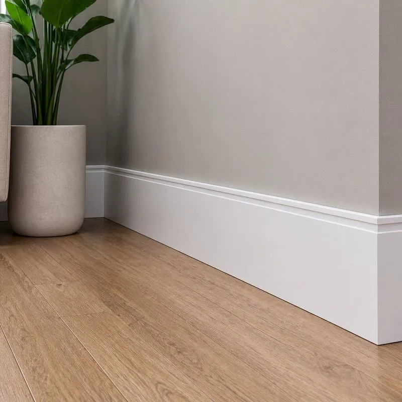 Rodapé De Poliestireno Com Friso 240x15cm Branco