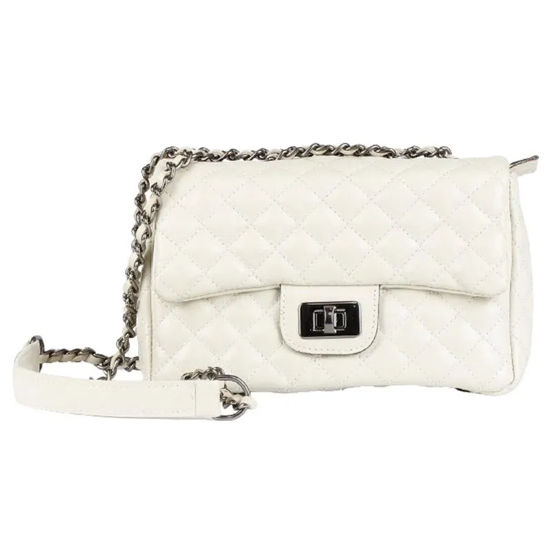 Bolsa Matelasse Social Luxo Couro Off White Onix