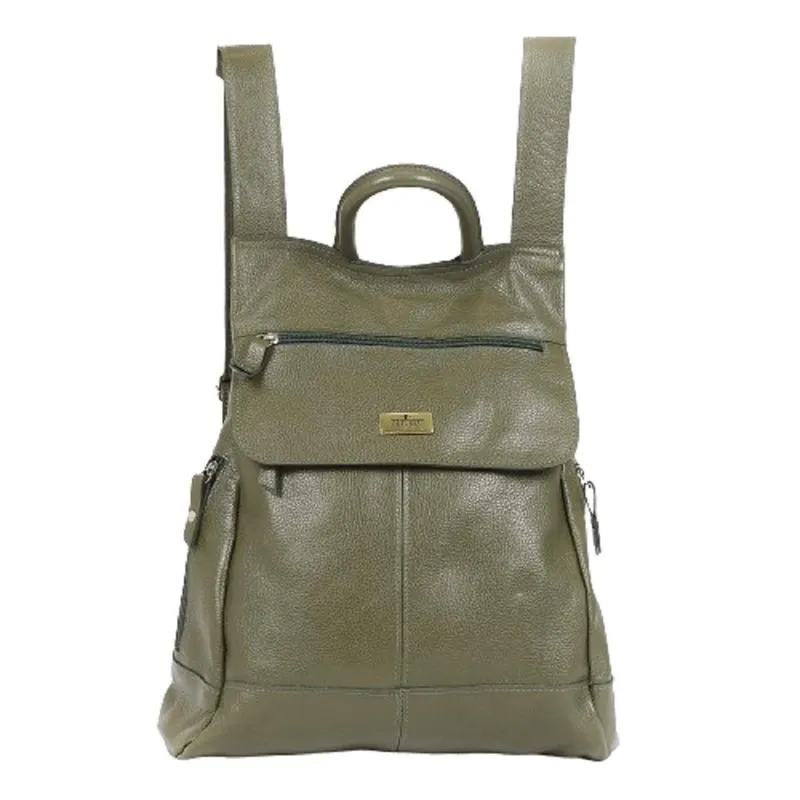 Mochila Feminina Anti Furto Notebok Couro V. Musgo