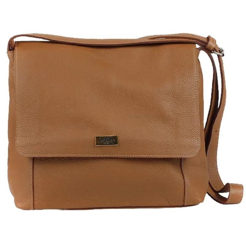 Bolsa Pasta Carteiro Feminina Couro Caramelo