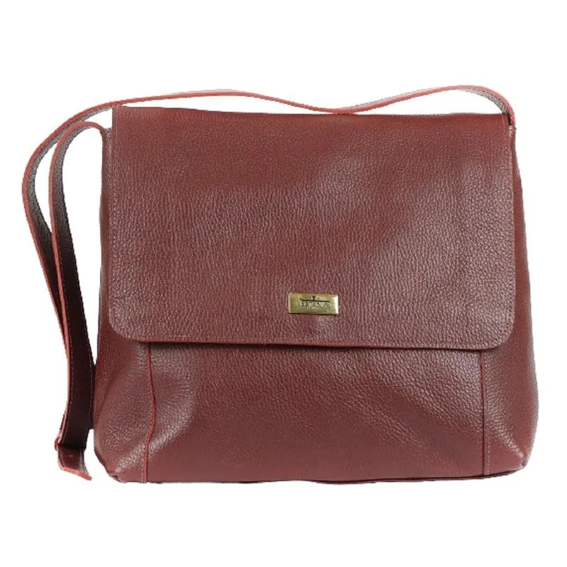 Bolsa Pasta Carteiro Feminina Couro Rubi
