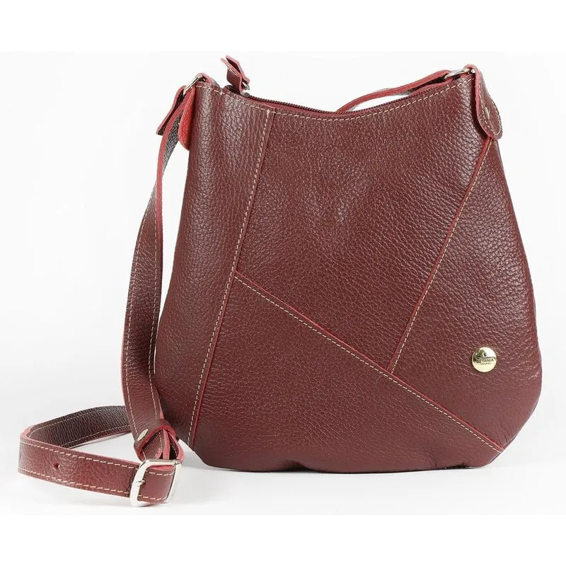 Bolsa Amanda Feminina Transversal Em Couro Rubi