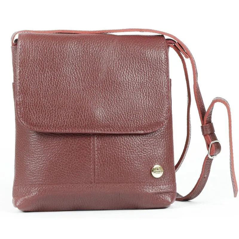 Bolsa Aline Feminina Transversal Em Couro Rubi