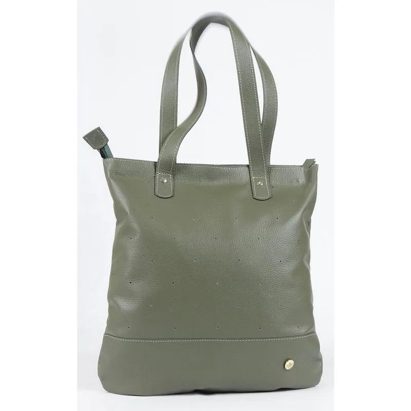 Bolsa De Ombro Feminina Aurea Couro V. Musgo