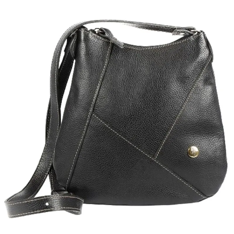 Bolsa Amanda Feminina Transversal Em Couro Preto