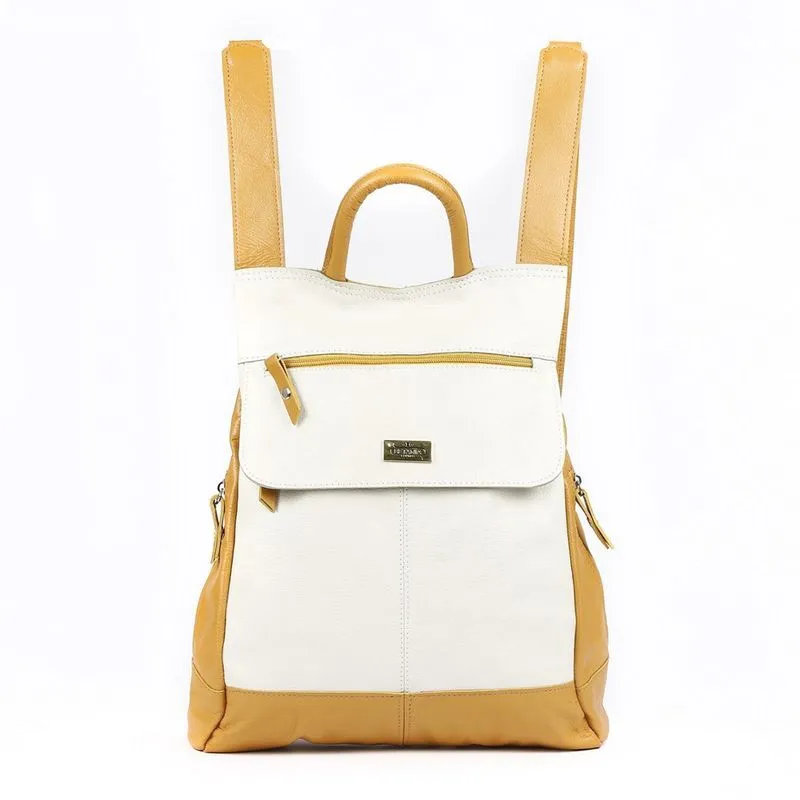 Mochila Feminina Anti Furto Couro Off Com Mostarda