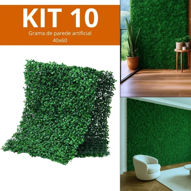 Kit 10 Grama Sintética Placas Para Jardim Muro Inglês 60x40
