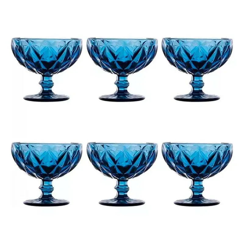 Conjunto Taças Sobremesa Sorvetes Açaí 310ml Azul 6 Peças