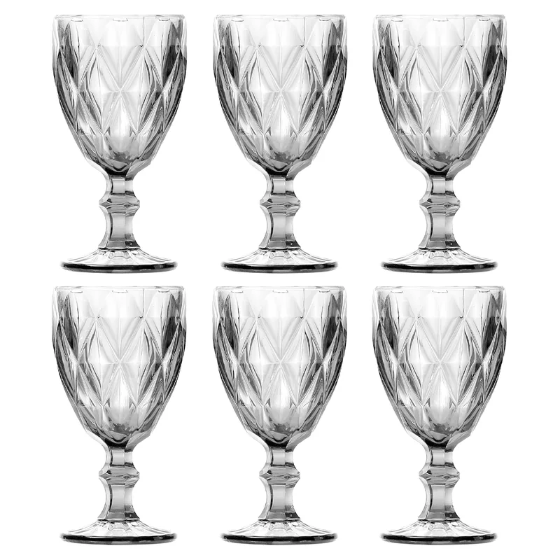 Jogo De Taças Diamond 6 Peças 320ml Em Vidro 123Ultil
