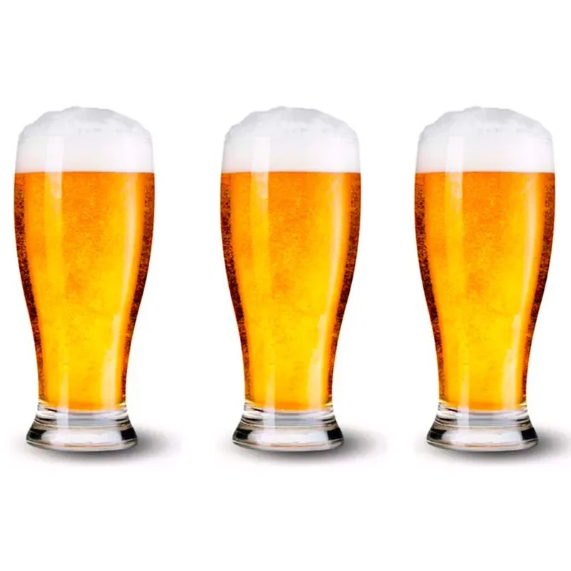 Jogo 3 Copos de Vidro Tulipa Para Cerveja Chopp 240ML