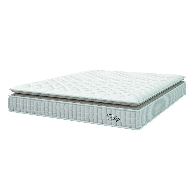 Colchão Casal King Molas Ensacadas City Pillow Top 193x203x23cm Branco / Bege Hellen - Suporta até 110kg por Pessoa