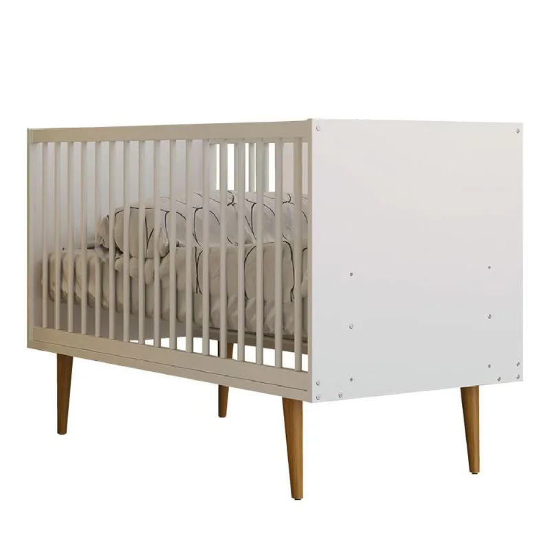 Berço Americano 66cmx133cm Infantil Para Quarto Bebê Encanto Batrol Branco