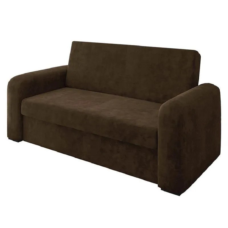Sofá Cama Versátil 2 Lugares Veludo Selmer Marrom