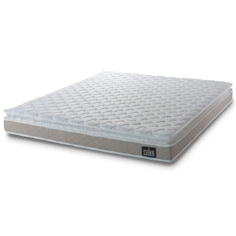 Colchão Casal Queen Espuma D33 Pillow Top Millenium 158x198x19cm Bege/branco Hellen-suporta 120kg Por Pessoa Branco/bg