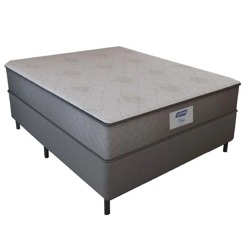 Cama Box Casal Colchão Gazin Com Molas Ensacadas Vibe 138x188x60cm Suede Cinza - Suporta Até 110 Kg Cinza