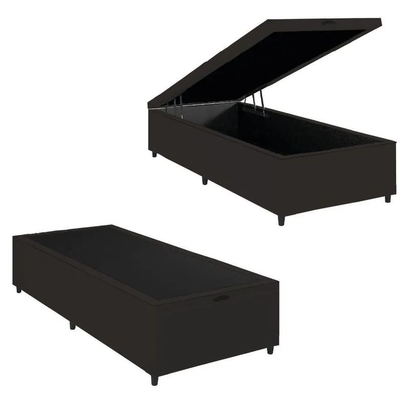 Cama Box Com Baú 0,96m Com 41cm De Altura Prince Preto Preto