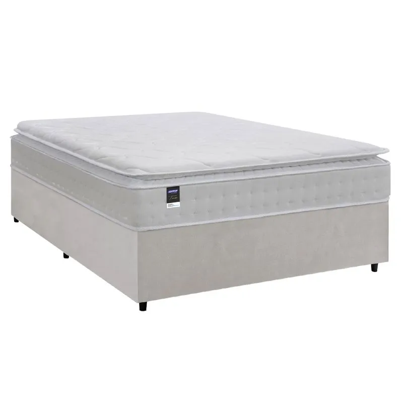 Cama Box Casal Colchão Molas Ensacadas Gazin Com Pillow Tower New 138x188x73cm Branco