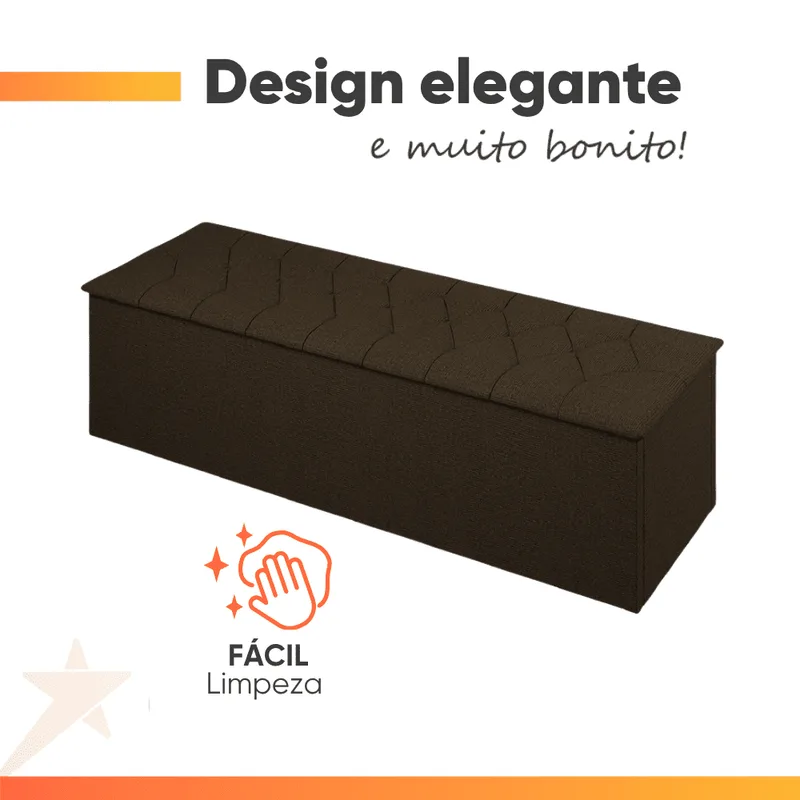 Baú Calçadeira Istambul Dobuê Chocolate 1,60M Suede