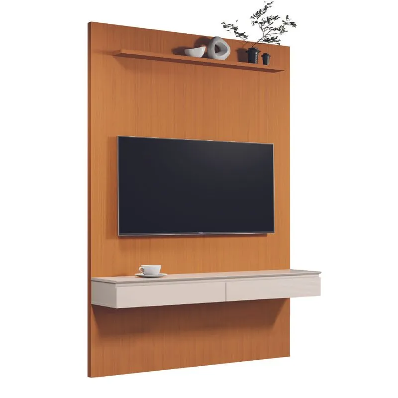 Painel Para Tv Até 55 Polegadas Egeo 3 Gavetas Aspen 1,35m Madeirado / Off White Edn
