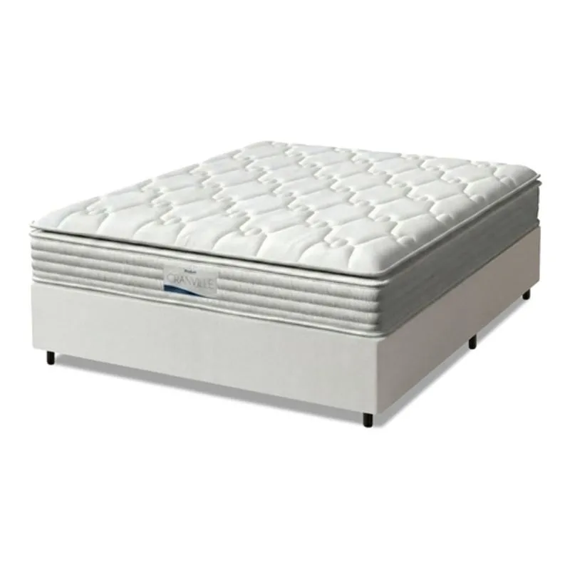 Cama Box Casal Colchão Molas Ensacadas Granville Com Pillow Probel 138x188x66cm Branco