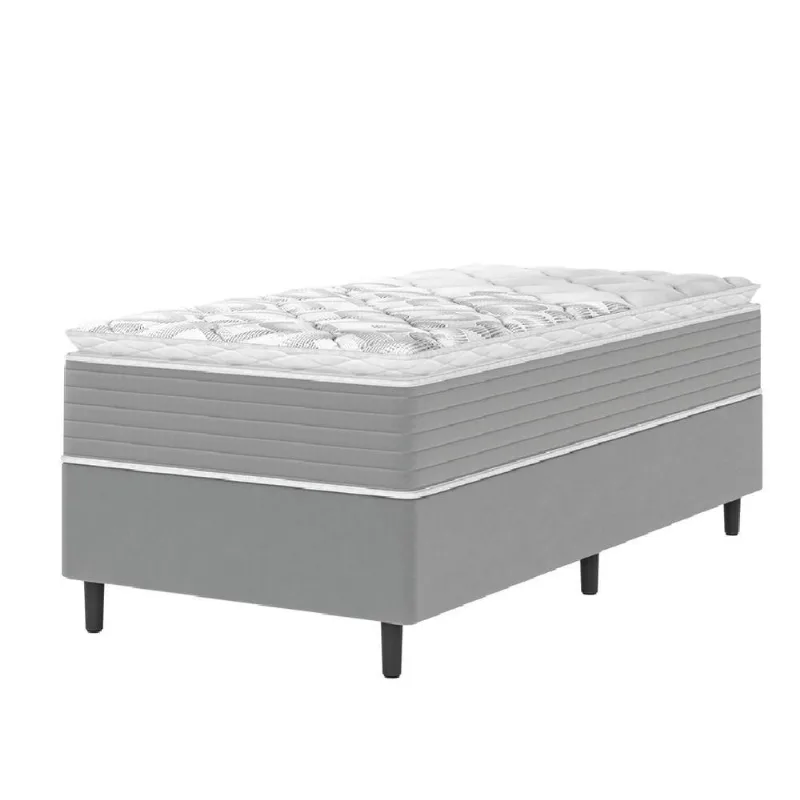 Cama Box Solteiro Molas Ensacadas Pillow Top 88x188x63cm Martino Cinza Umaflex Cinza