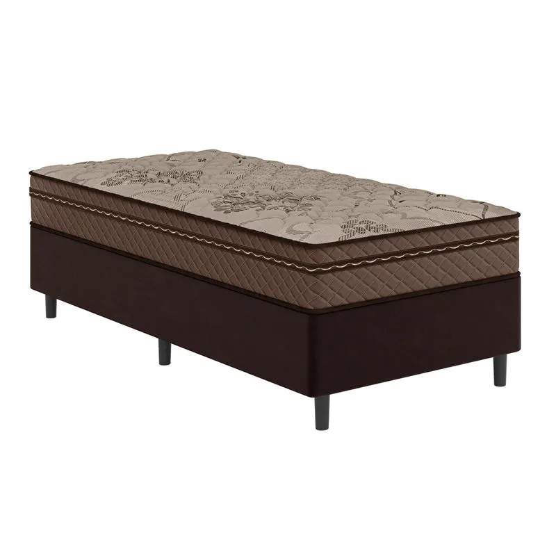 Cama Box Solteiro Colchão Com Molas Ensacadas Tokio 88x188x63cm Marrom Umaflex