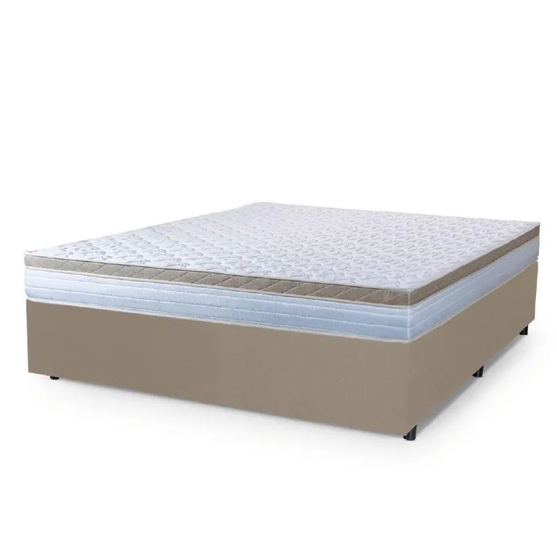 Cama Box Casal King Colchão Com Molas Ensacadas 193x203x60cm Dunas Branco/bege Hellen