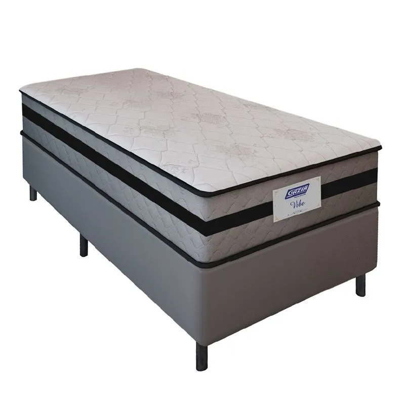 Cama Box Solteiro Gazin com Molas Ensacadas Vibe 88x188x60cm Cinza/Preto
