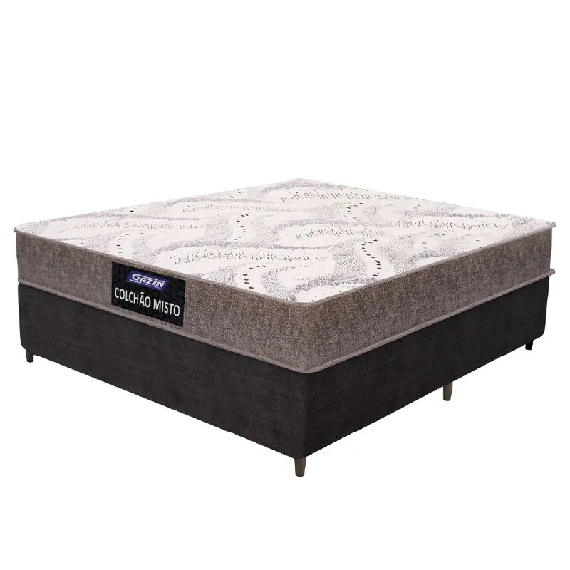 Cama Box Casal Gazin Colchão Com Espuma 138x188x55cm Camboriu Marrom -Suporta Até 120 Kg Por Pessoa