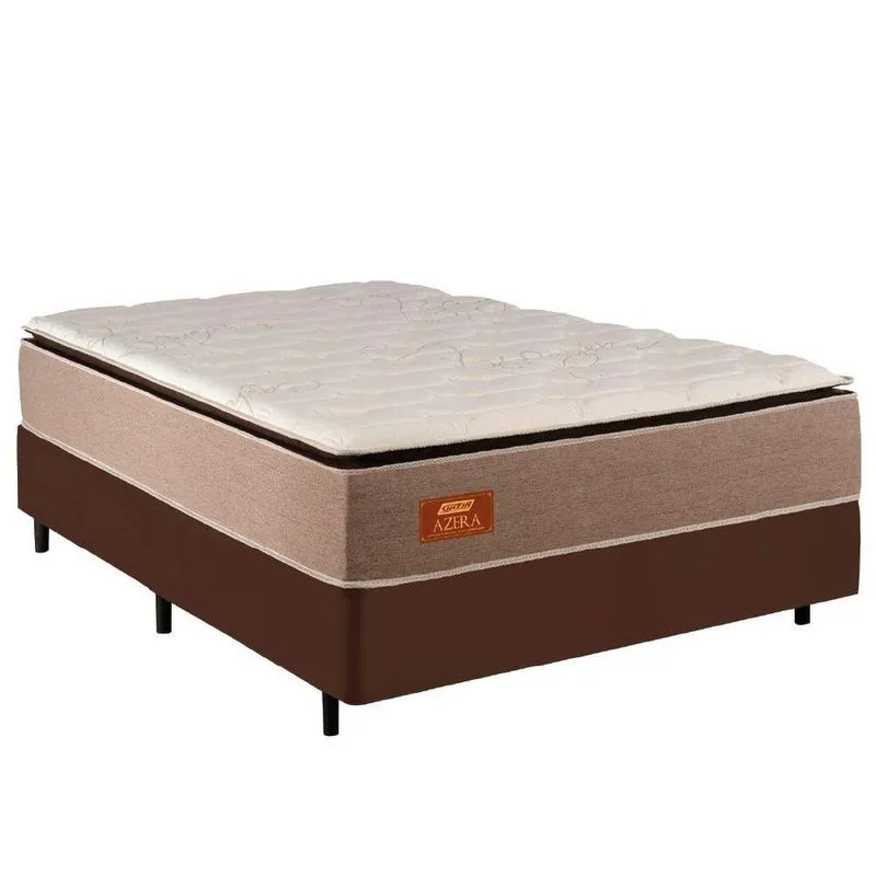 Cama Box Casal King Gazin Colchão Com Molas Ensacadas 193x203x72cm Azera Branco/bege