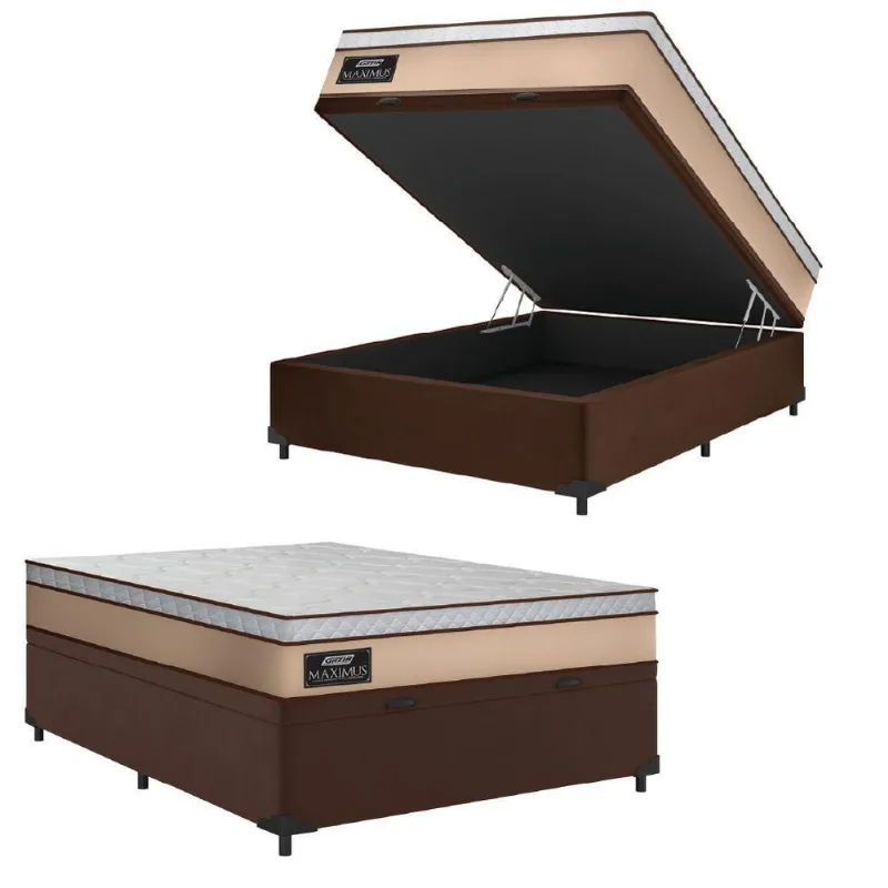 Cama Box Baú Casal Gazin Colchão Molas Ensacadas Maximus