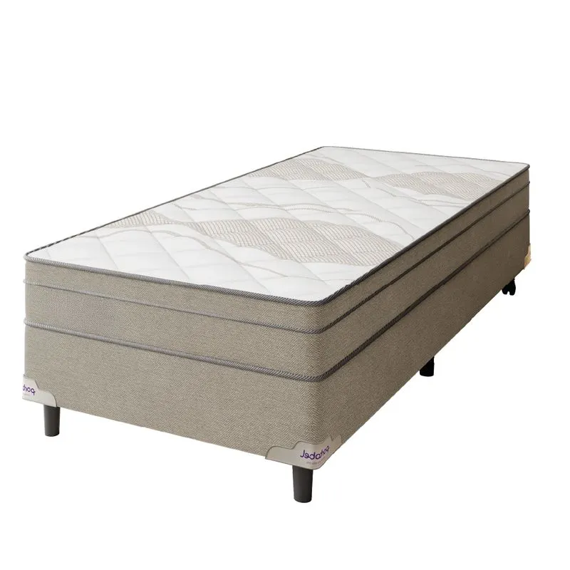 Cama Box Solteiro Molas Ensacadas 88x188x77cm Florida Bege Portobel - Suporta Até 120 Kg Por Pessoa