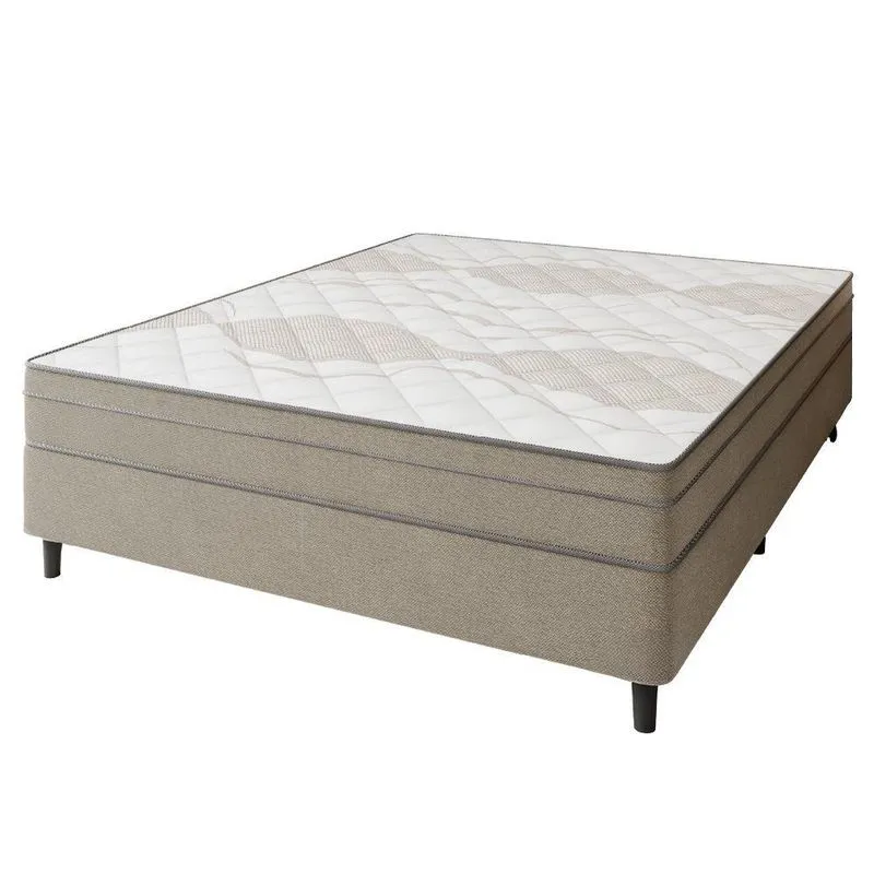 Cama Box Casal Molas Ensacadas 138x188x77cm Florida Portobel Bege