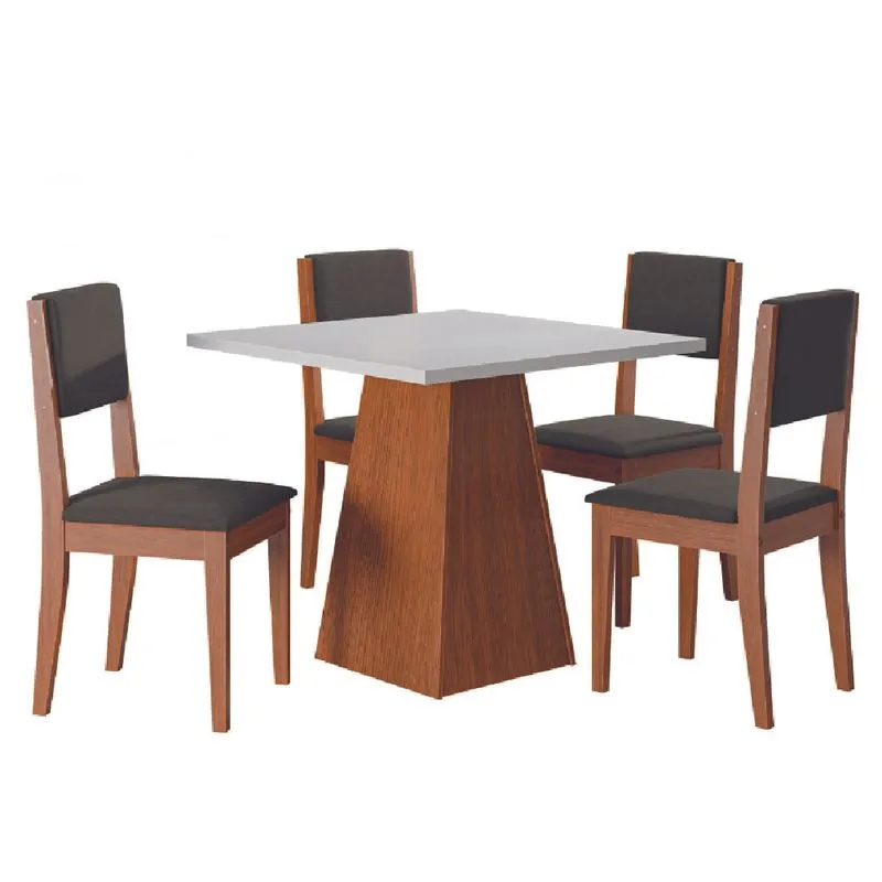 Conjunto Sala de Jantar Mesa Quadrada 4 Cadeiras Trento Dobuê