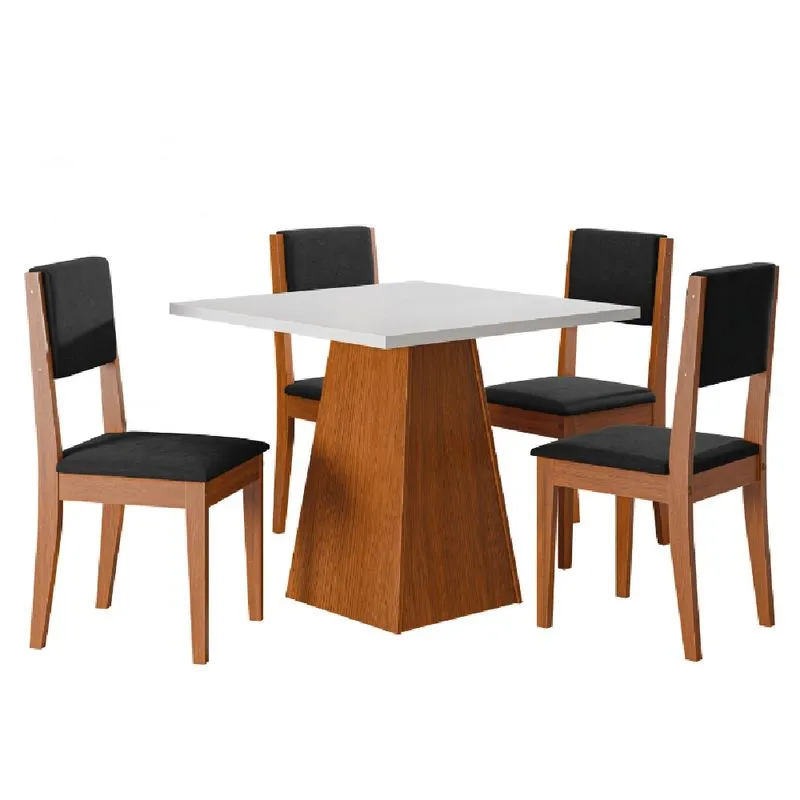 Conjunto Sala de Jantar Mesa Quadrada 4 Cadeiras Trento Dobuê