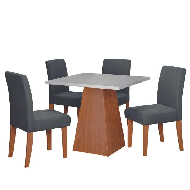 Conjunto Sala de Jantar Mesa Trento Quadrada 4 Cadeiras Trieste Dobuê