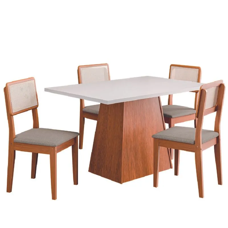 Conjunto Sala de Jantar Mesa 1,36m Trento 4 Cadeiras Santiago Dobuê