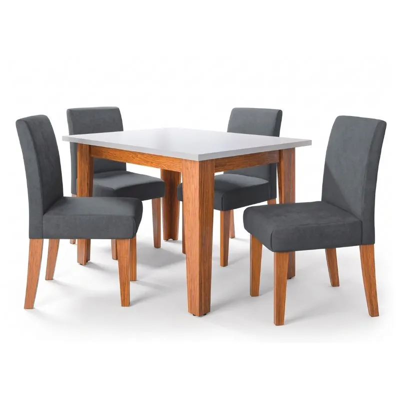 Conjunto Sala De Jantar Mesa Miami 1,20m 4 Cadeiras Trieste Dobuê