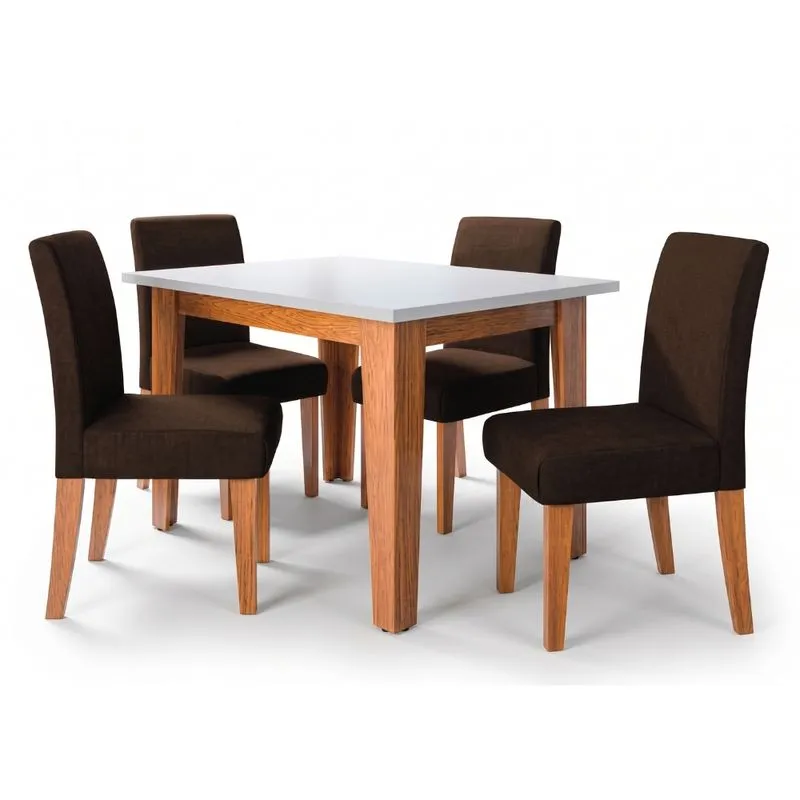 Conjunto Sala De Jantar Mesa Miami 1,20m 4 Cadeiras Trieste Dobuê