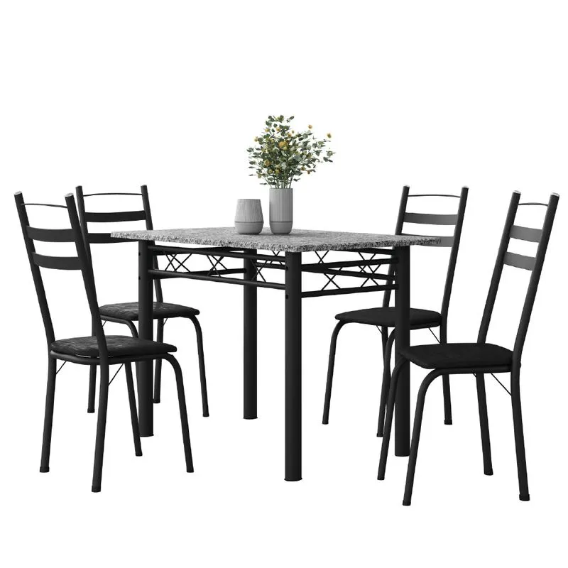 Conjunto De Mesa Sala de Jantar Com 4 Cadeiras Leia Tubular Granito 1,20m Artefamol