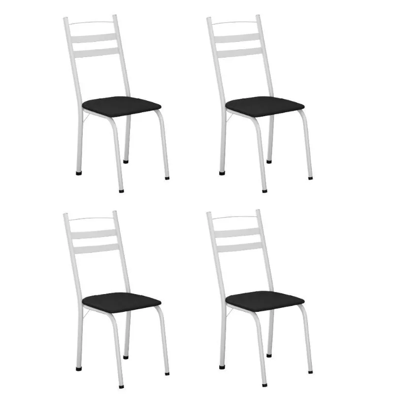 Conjunto Com 4 Cadeiras Leia Artefamol Branco / Preto