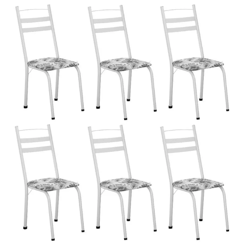 Conjunto Com 6 Cadeiras Leia Artefamol Branc/flor