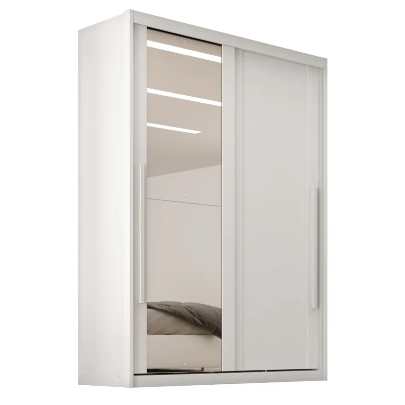 Guarda Roupas Casal 2 Portas de Correr com Espelho 100% MDF 3 Gavetas Ravena