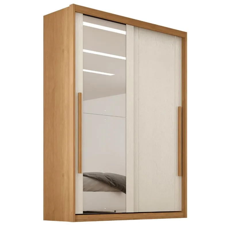 Guarda Roupas Casal 2 Portas de Correr com Espelho 100% MDF 3 Gavetas Ravena