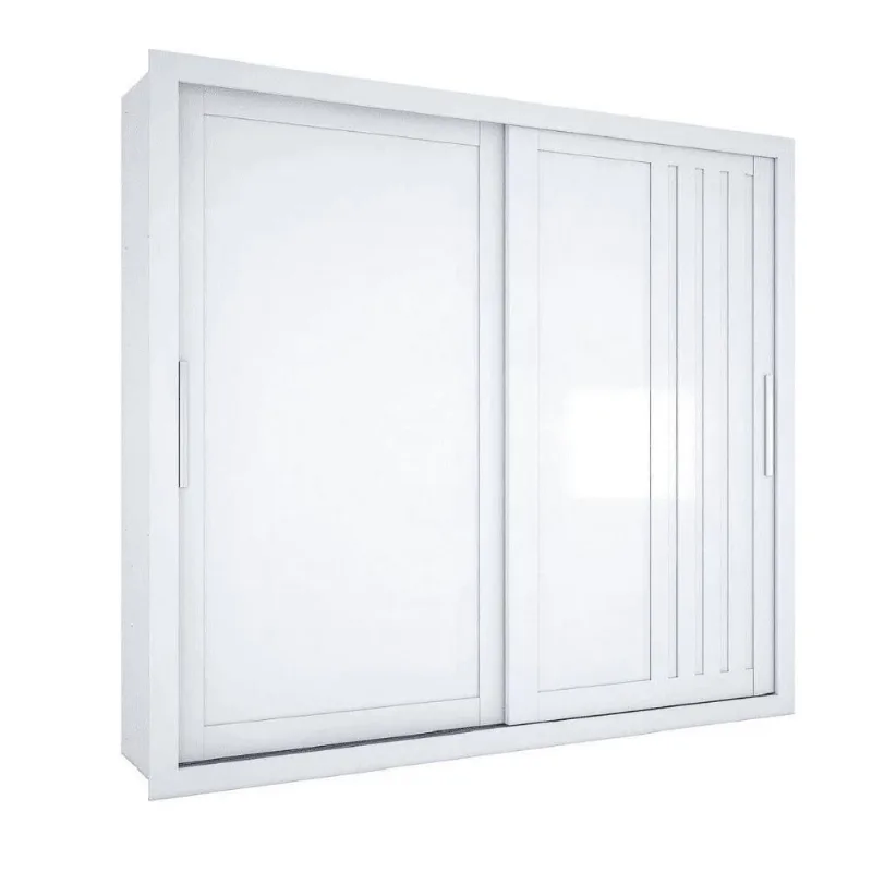 Guarda Roupas Casal Ripado 2 Portas De Correr 4 Gavetas Vitta Branco