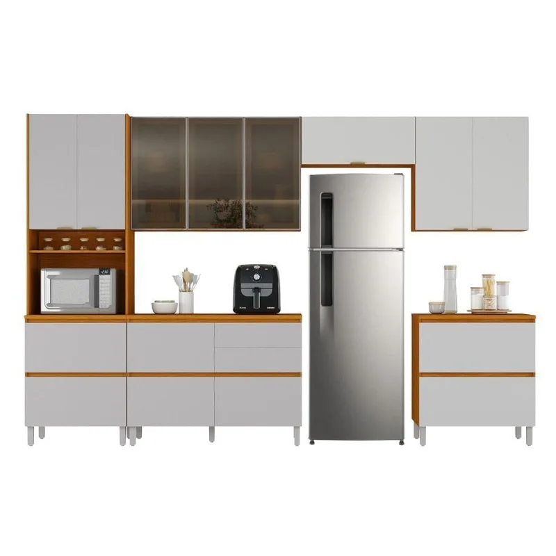 Armário De Cozinha Completa 11 Portas 6 Gavetas Lais Madeirado/fendi Madeirado / Fendi