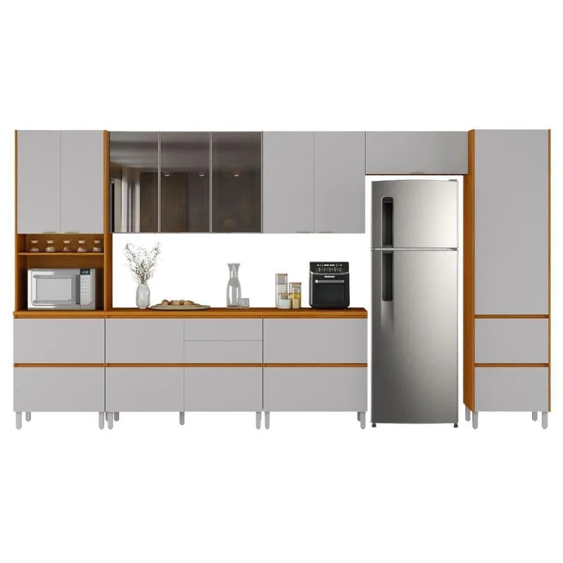 Armário De Cozinha Completa 13 Portas 7 Gavetas Lais Madeirado/fendi Madeirado / Fendi