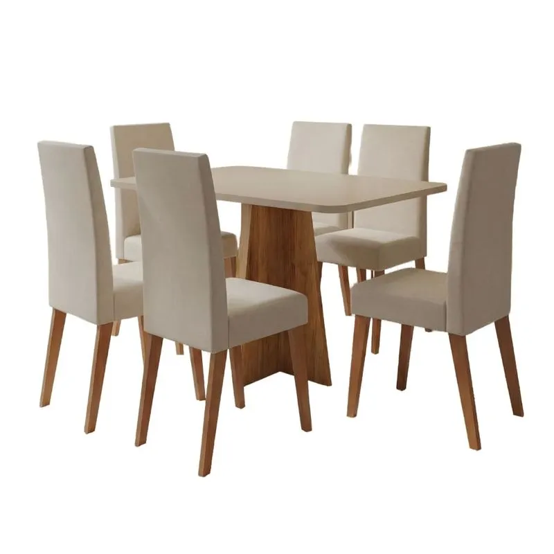 Conjunto Sala de Jantar Mesa 1,60m Moove 6 Cadeiras Veludo Milano Viero